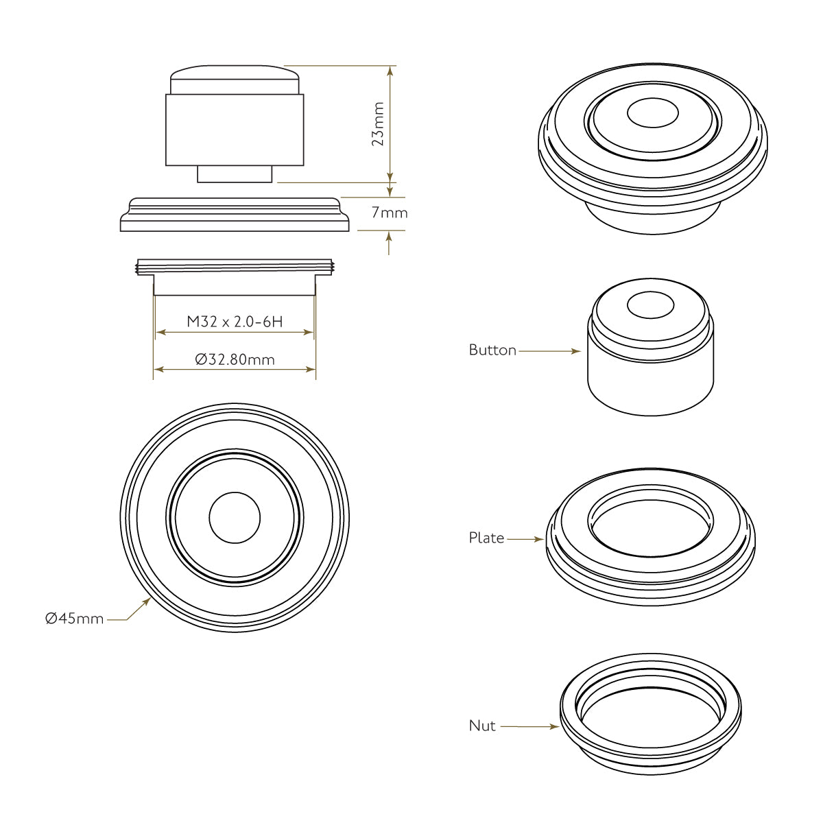 Bidbury & Co Luxury Airswitch Cover Button for Waste Disposal Units