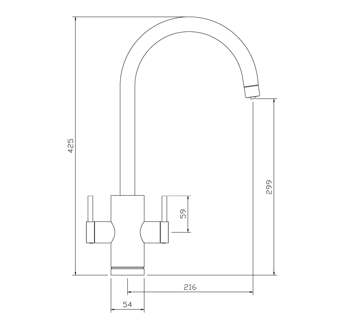 Pronteau Profile 4-in-1 C-Spout Filter ProBoil Boiling Water Kitchen Tap
