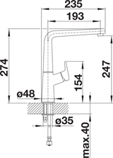BLANCO Avona Single Lever Kitchen Mixer Tap Dimensions