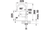 BLANCO Candor Single Lever Kitchen Mixer Tap Dimensions
