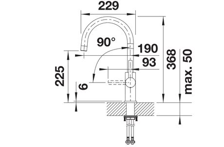BLANCO Candor Single Lever Kitchen Mixer Tap Dimensions