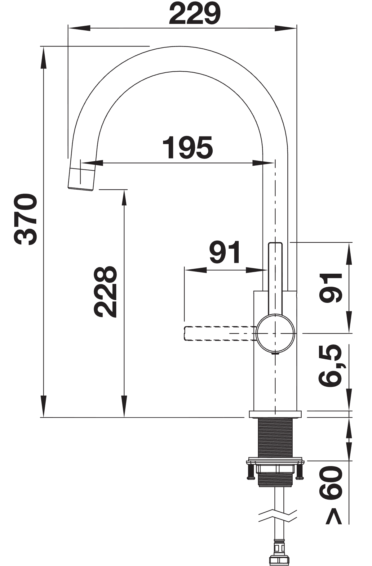 BLANCO Candor Twin Dual Lever Kitchen Mixer Tap Dimensions