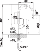 BLANCO Carena Single Lever Kitchen Mixer Tap Dimensions