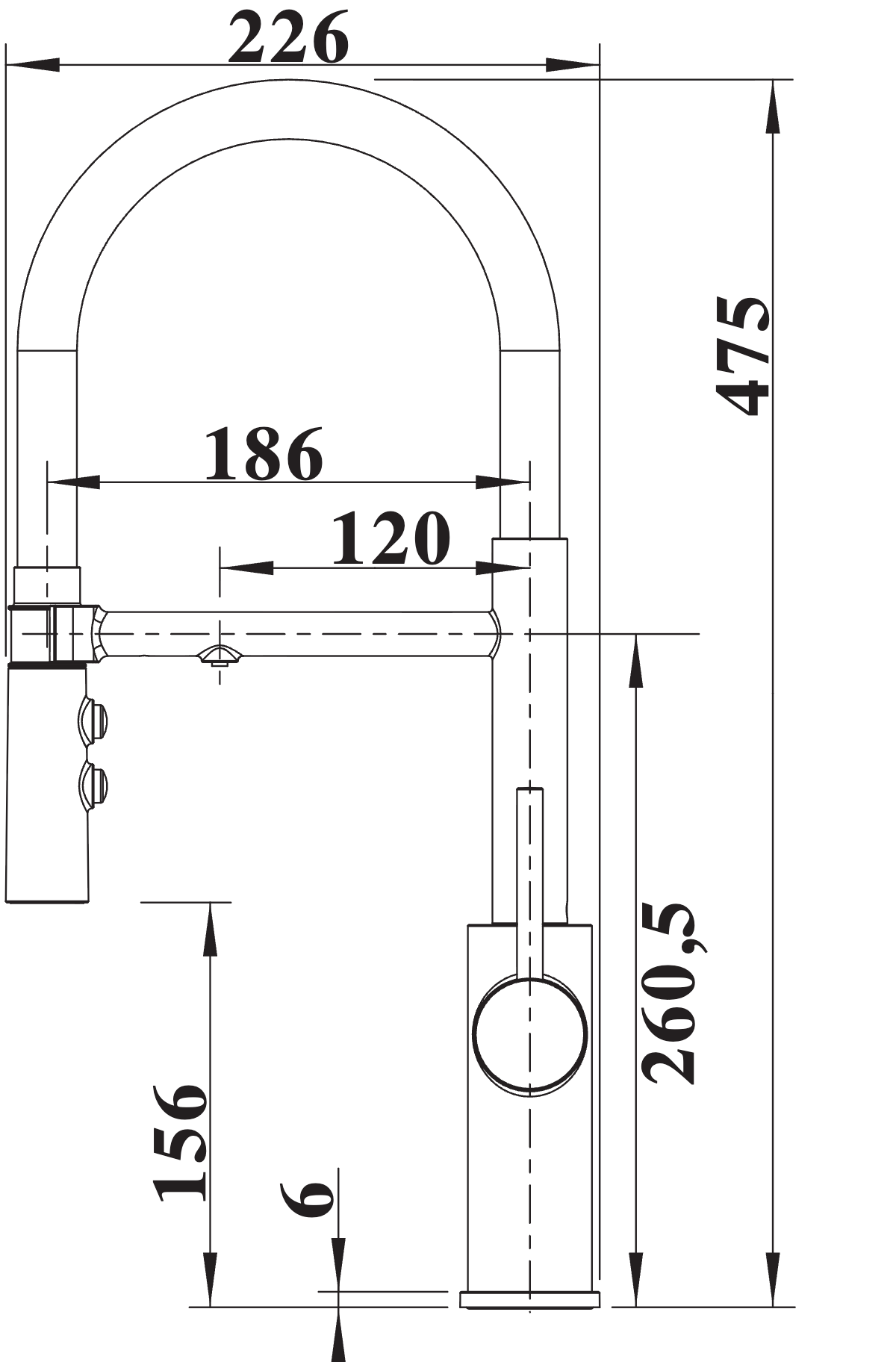 BLANCO Catris-S Flexo Filter Single Lever Kitchen Mixer Tap with Handspray Dimensions