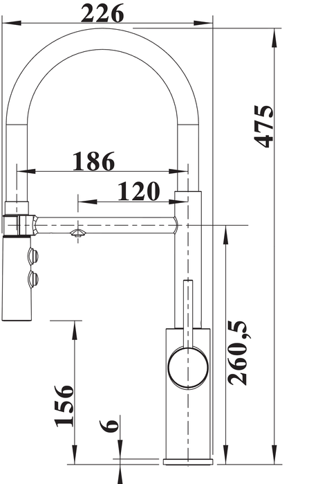 BLANCO Catris-S Flexo Filter Single Lever Kitchen Mixer Tap with Handspray Dimensions