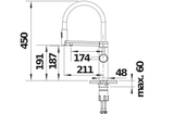 BLANCO Choice Icona Filter Kitchen Tap with Boiling & Sparkling Water Dimensions