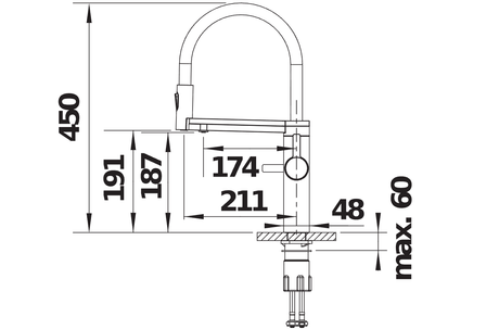 BLANCO Choice Icona Filter Kitchen Tap with Boiling & Sparkling Water Dimensions