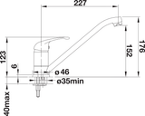 BLANCO Daras Single Lever Kitchen Mixer Tap Dimensions