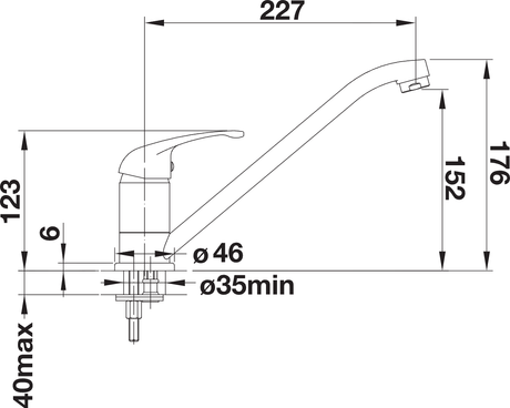BLANCO Daras Single Lever Kitchen Mixer Tap Dimensions