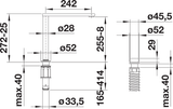 BLANCO Eloscope-F II Single Lever Kitchen Mixer Tap Dimensions