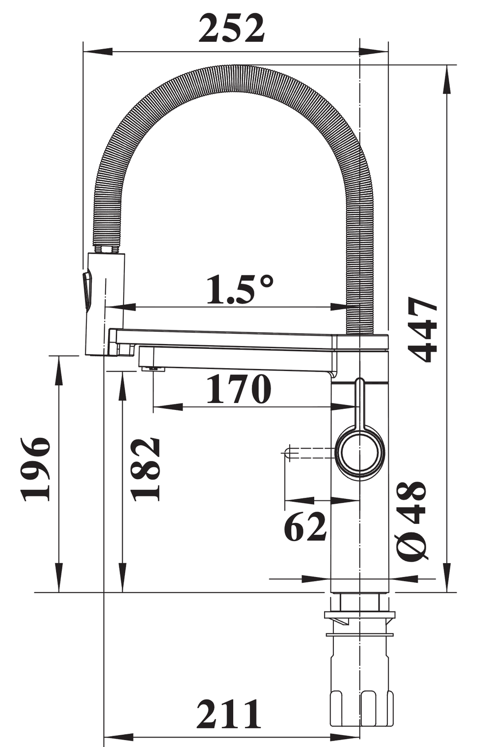 BLANCO Evol-S Pro Filter Filtered Water Kitchen Tap Dimensions