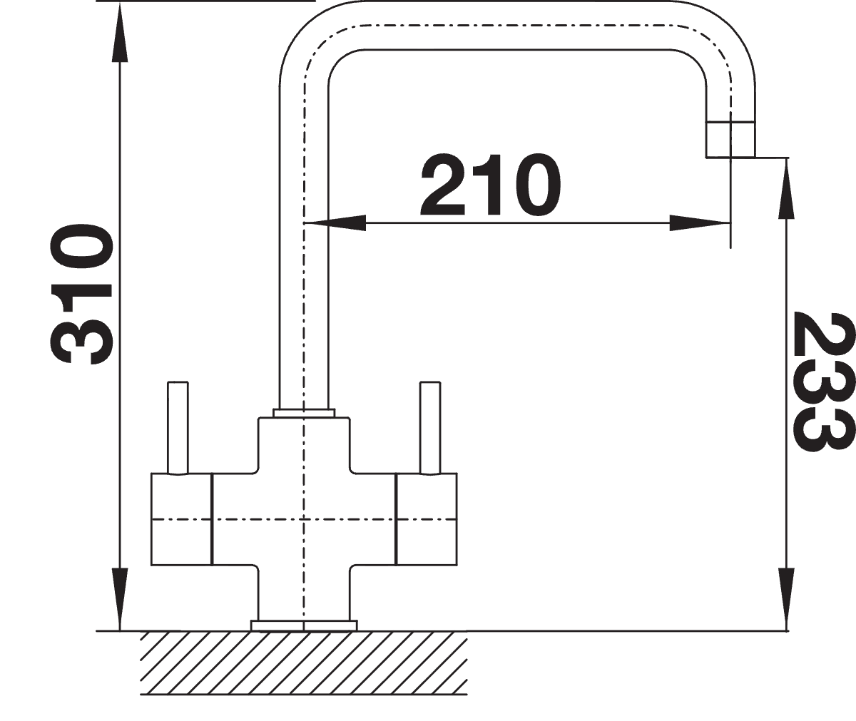 BLANCO Jamia Dual Lever Kitchen Mixer Tap Dimensions