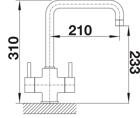 BLANCO Jamia Dual Lever Kitchen Mixer Tap Dimensions
