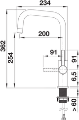 BLANCO Jandora Twin Dual Lever Kitchen Mixer Tap Dimensions