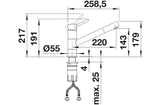 BLANCO Kano Single Lever Kitchen Mixer Tap Dimensions