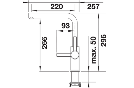 BLANCO Lanora Single Lever Kitchen Mixer Tap Dimensions