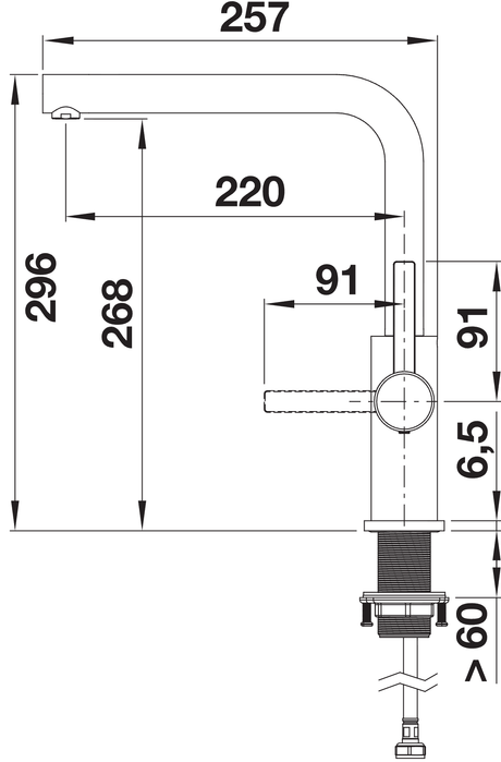BLANCO Lanora Twin Lever Kitchen Mixer Tap Dimensions
