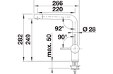 BLANCO Linus Single Lever Kitchen Mixer Tap with 360° Swivel Spout Dimensions