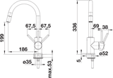 BLANCO Mida-S Single Lever Kitchen Mixer Tap with Pull-Down Handspray Dimensions
