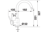 BLANCO Mida Eco-Flow Single Lever Kitchen Mixer Tap Dimensions