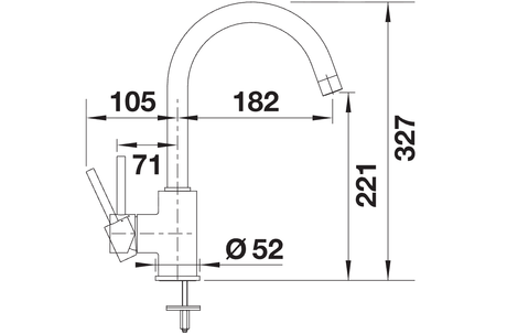 BLANCO Mida Eco-Flow Single Lever Kitchen Mixer Tap Dimensions
