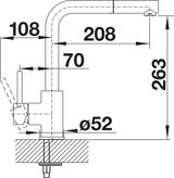 BLANCO Mila-S Single Lever Kitchen Mixer Tap with Pull Out Spray Dimensions