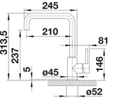 BLANCO Mili Single Lever Kitchen Mixer Tap Dimensions