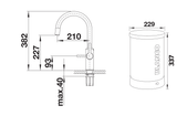 BLANCO Tampera Boiling Water 3-in-1 Kitchen Tap Dimensions