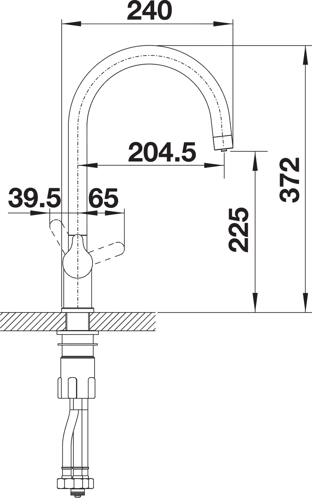 BLANCO Trima Filter Single Lever Filter Kitchen Mixer Tap Dimensions