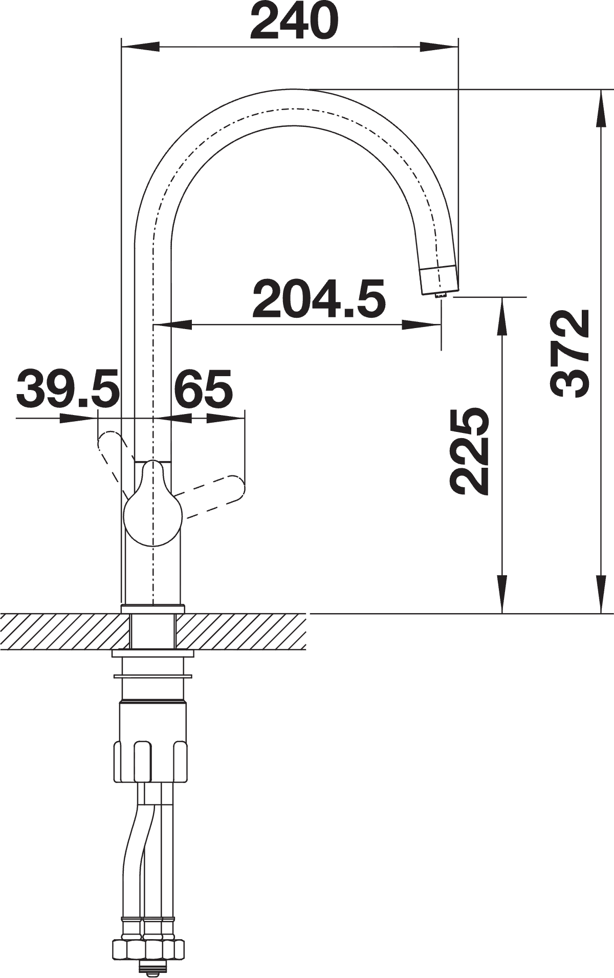 BLANCO Trima Filter Single Lever Filter Kitchen Mixer Tap Dimensions