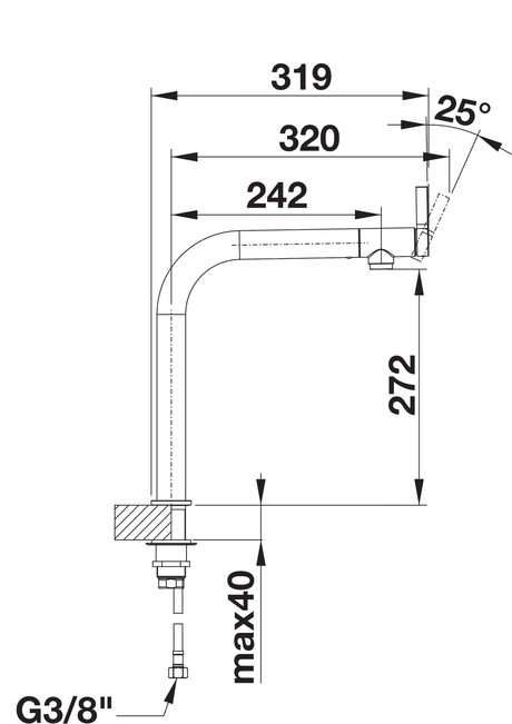 BLANCO Vonda Single Lever Kitchen Mixer Tap Dimensions