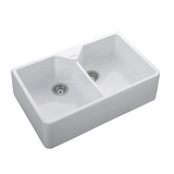 Rangemaster Belfast 2.0 Bowl Kitchen Sink in Fire Clay Ceramic with Large Capacity Bowls & Traditional Farmhouse Aesthetic