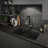 Abode Virtue Nero Pull Out Rinser Chrome Kitchen Mixer Tap