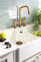 Abode Hex Dual Lever Pull Out Spray Bridge Kitchen Mixer Tap