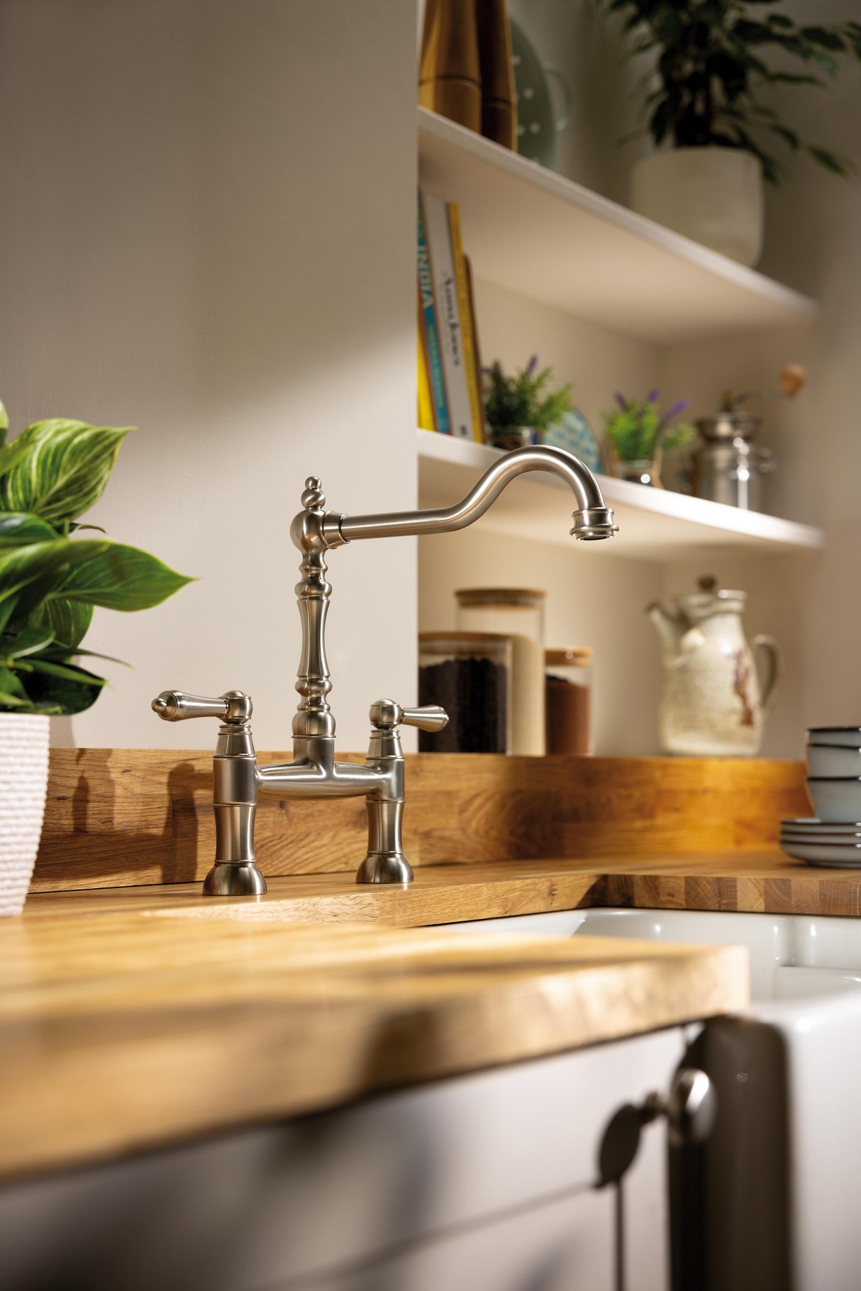 Abode Mayenne Dual Lever Traditional Bridge Kitchen Mixer Tap