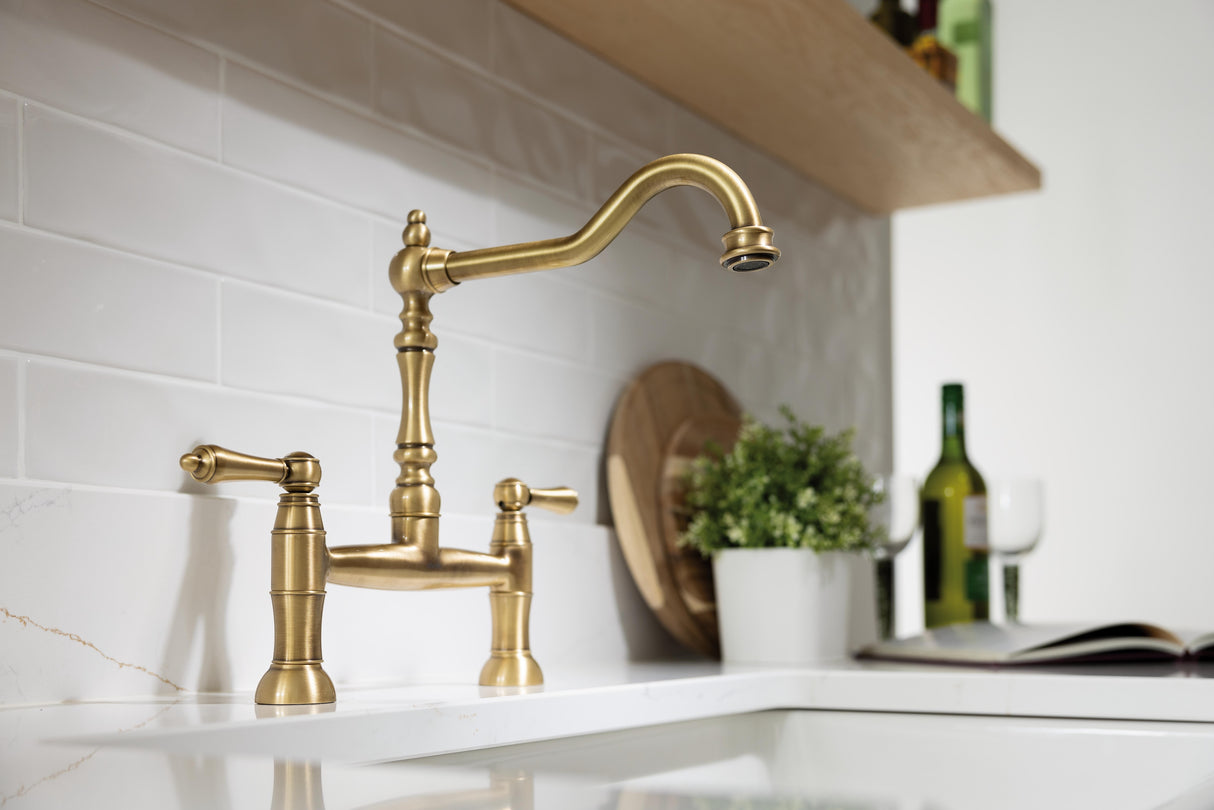 Abode Mayenne Dual Lever Traditional Bridge Kitchen Mixer Tap