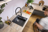 Abode LivInc Compact 1.25 Bowl Inset Granite Kitchen Sink in Black Metallic