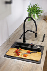 Abode LivInc Compact 1.25 Bowl Inset Granite Kitchen Sink in Black Metallic