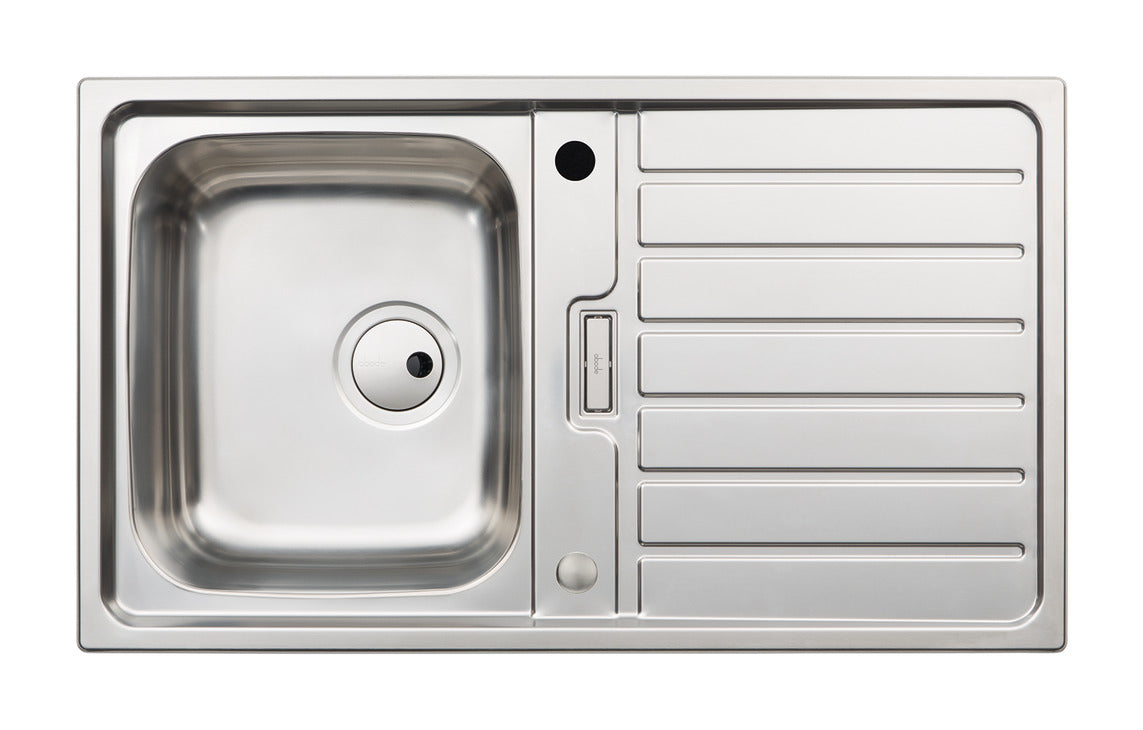 Abode Neron Single Bowl Inset Kitchen Sink in Brushed Steel