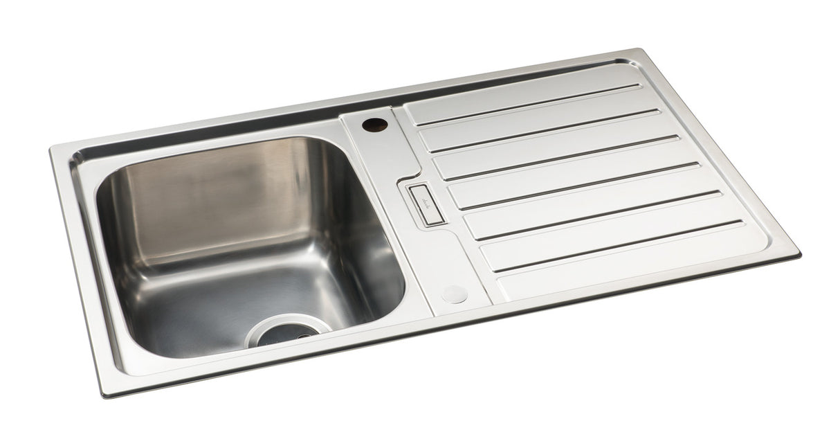Abode Neron Single Bowl Inset Kitchen Sink in Brushed Steel