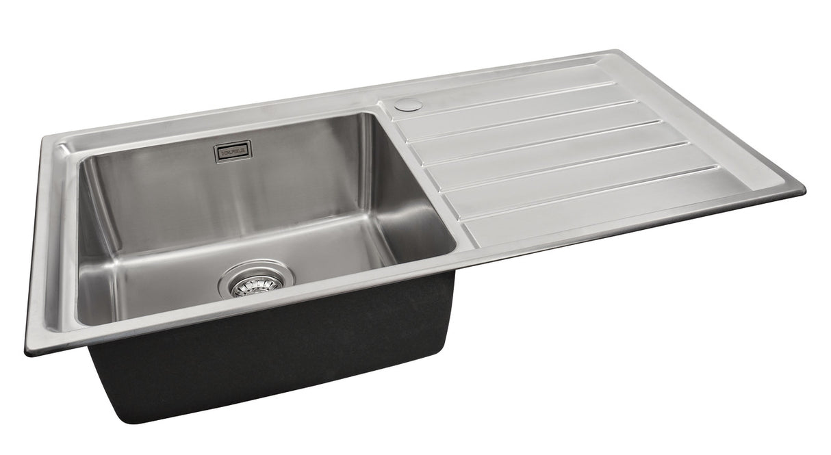 Häfele Veneto Inset Mount Sink For 500mm in Stainless Steel With Single Bowl And Drainer