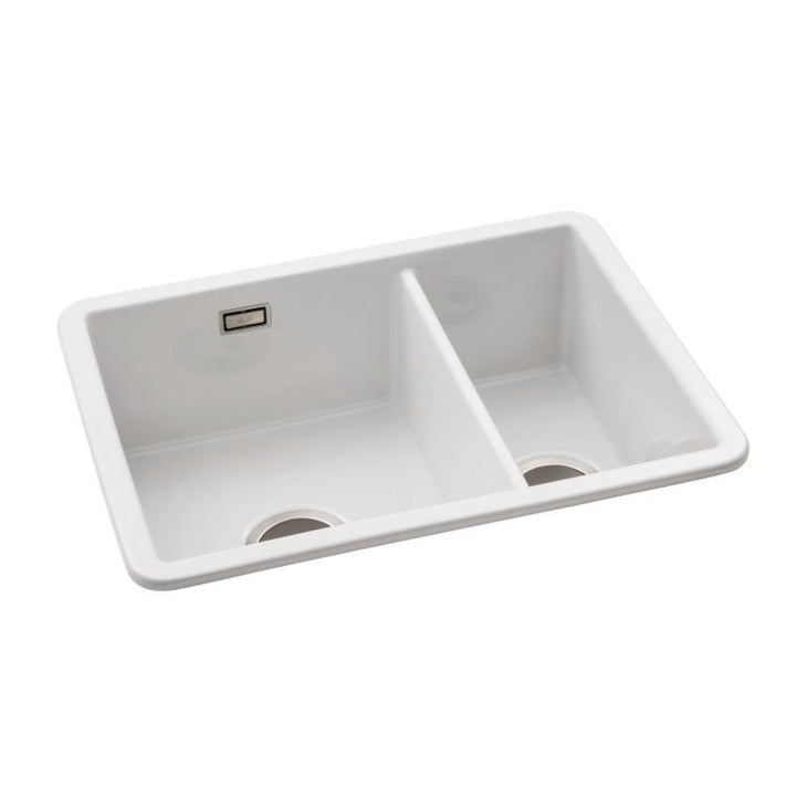 Abode Sandon Undermount Inset Mount One And Half Bowl Kitchen Sink in Ceramic