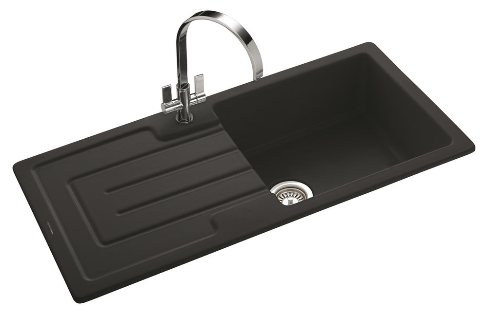 St. George Rangemaster Rangemaster St. Austell Inset Mount Single Bowl Granite Kitchen Sink ...