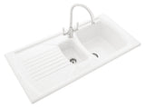 Rangemaster Tenby 1.5 Bowl Inset Ceramic Kitchen Sink in White