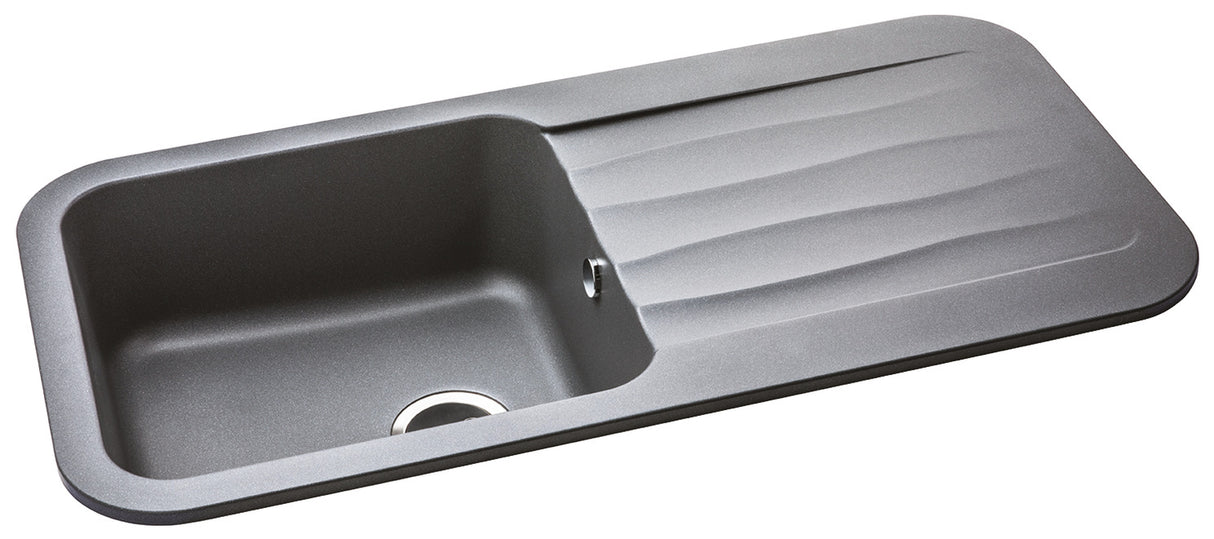 Abode Dune 1.0 Bowl Inset Kitchen Sink & Drainer in Composite Granite with Reversible Layout & Gentle Sculpted Curved Design