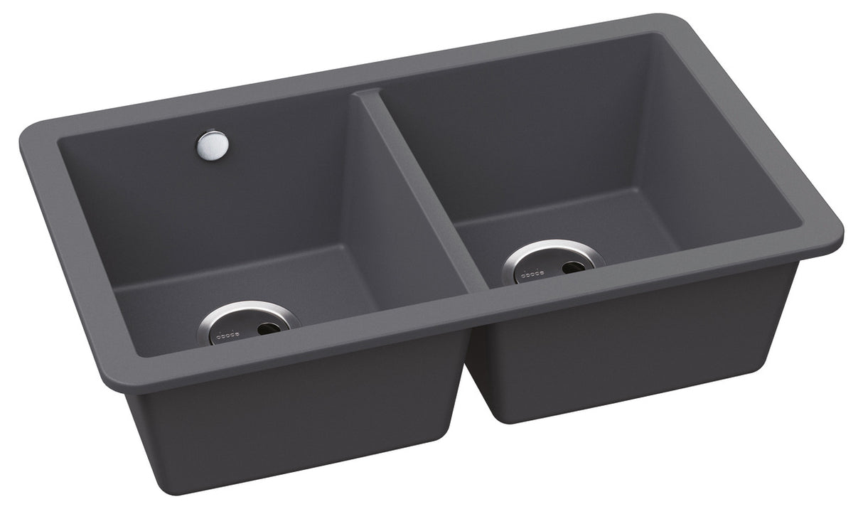 Abode Matrix GR15 Undermount Double Bowl Kitchen Sink in Composite