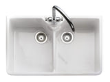 Rangemaster Belfast 2.0 Bowl Kitchen Sink in Fire Clay Ceramic with Large Capacity Bowls & Traditional Farmhouse Aesthetic