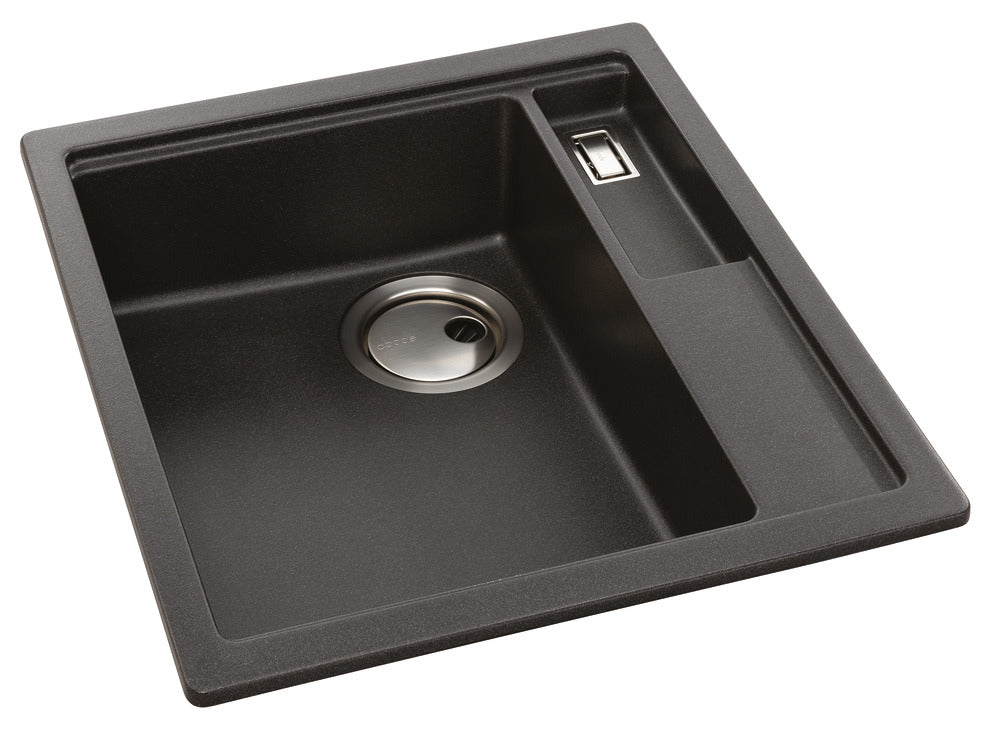 Abode LivInc Compact 1.25 Bowl Inset Granite Kitchen Sink in Black Metallic