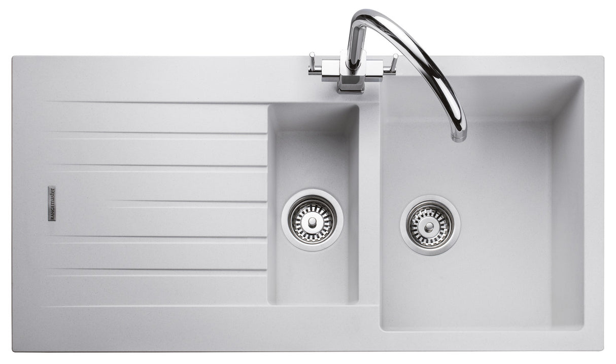 Rangemaster Andesite Inset Mount One and Half Bowl Kitchen Sink Composite  
