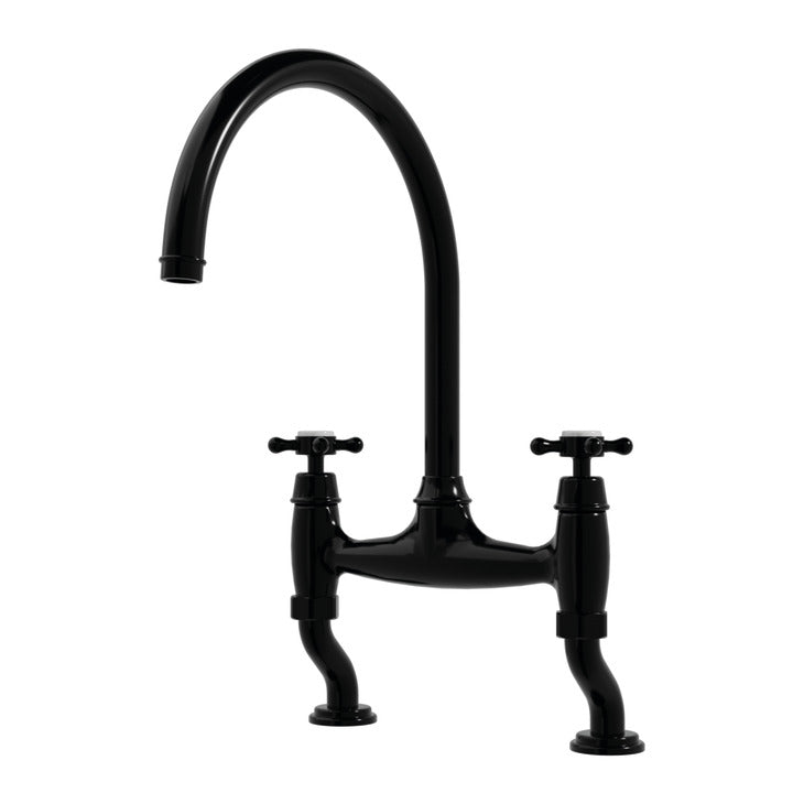 Bidbury & Co. Sherborne Bridge Kitchen Mixer Tap with Classic Crosshead Handles & Regal Design